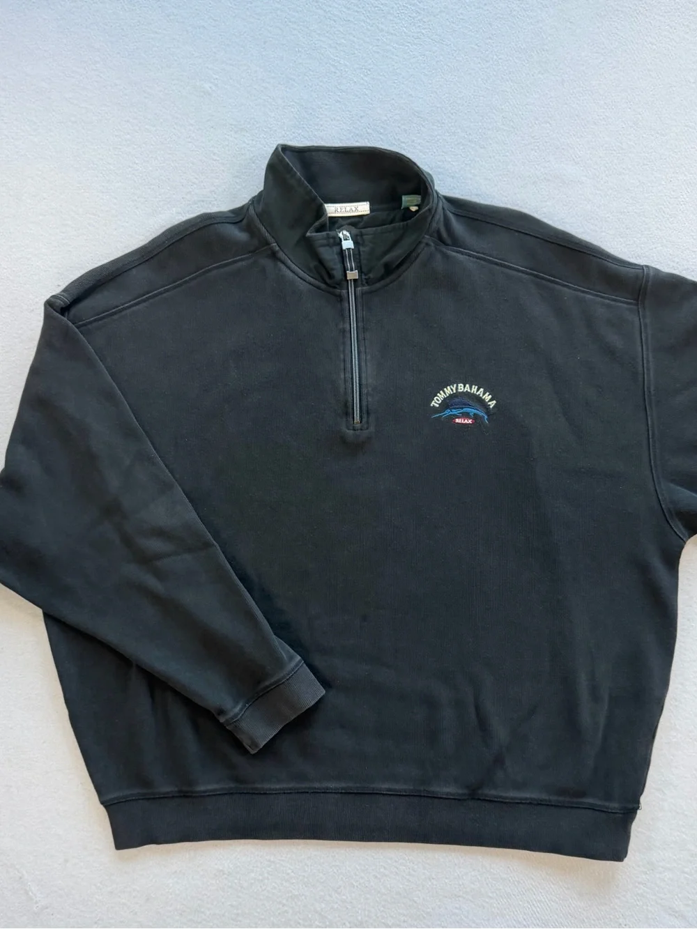 Tommy Bahama Relax 1/4 Zip Sweatshirt Black XXL 100% Cotton